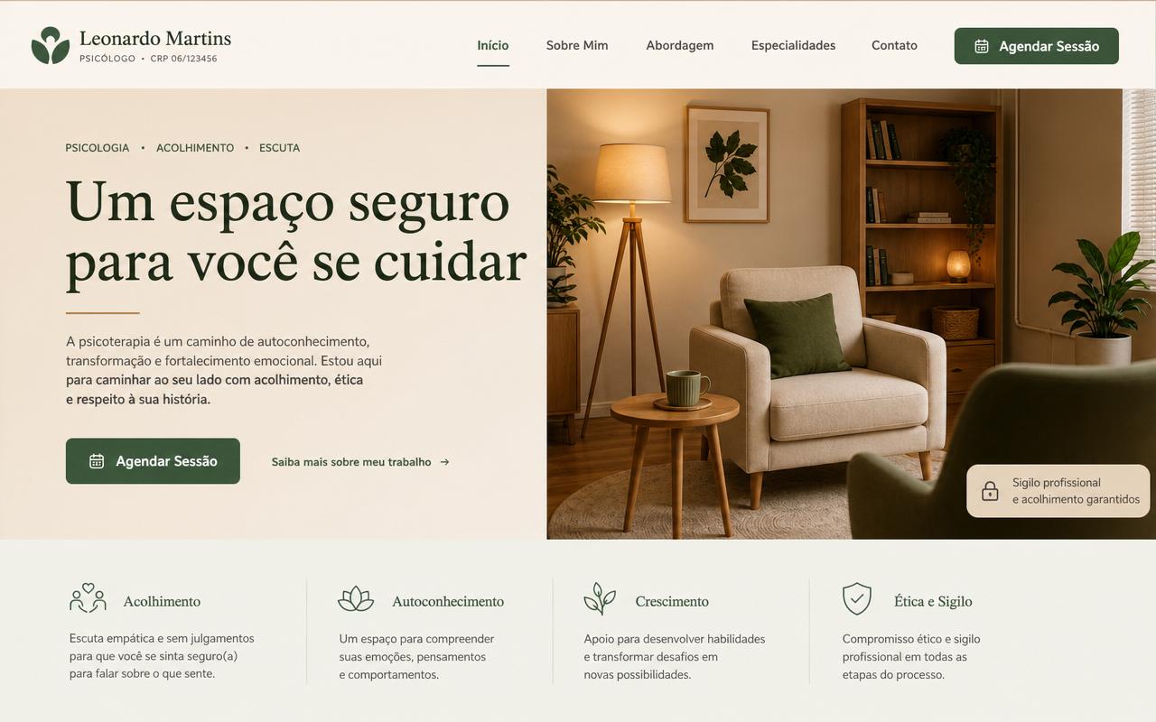 Template Mente Serena — site para Psicólogo